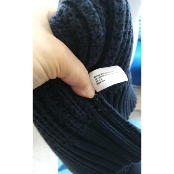 Mens Fisherman chunky knit Caridigan sweater Coastal Navy button up 100% cotton - Picture 12 of 12